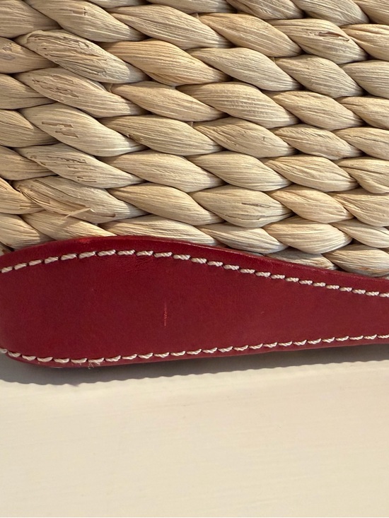 Brighton Woven Straw Tote Purse Red Leather Heart Handle opt. shoulder strap - Picture 9 of 16